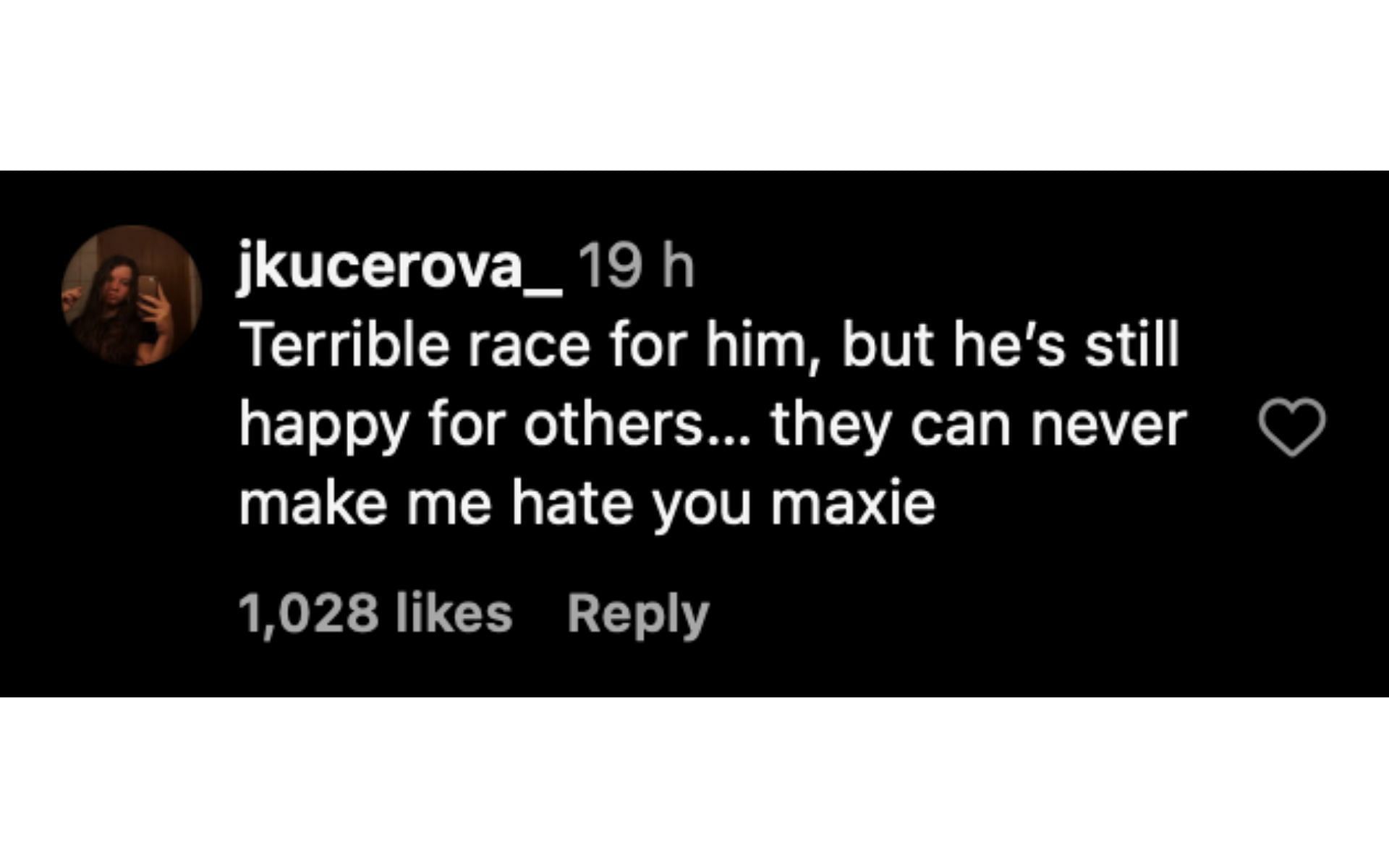 A fan's comment on Verstappen congratulating Hulkenberg for his podium at the British GP | Source: Instagram/@fastforwardnet
